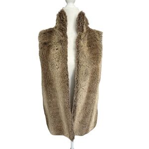 Kardashian Kollection Faux Fur Vest S Cream Knit Back Rabbit Style Open Front
